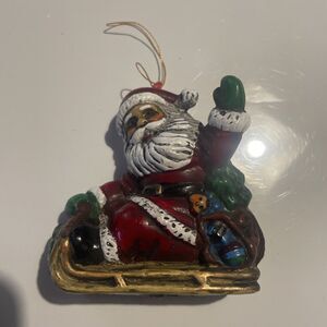 Vintage Santa Claus Mini Blow Mold Christmas Tree Ornaments Sleigh